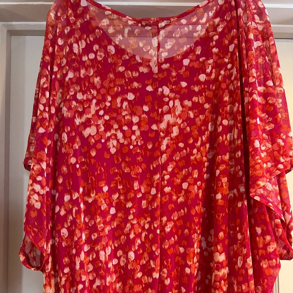 French Laundry pink print sheer blouse with tank